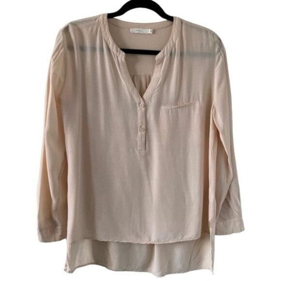 Anthropologie Lush Women’s Button Blouse Top 3/4 Length Sleeve Peach Pink Small - Picture 4 of 16
